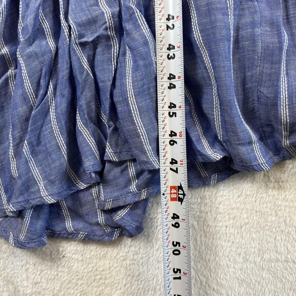 Free People Dress Womens XS Blue Striped Ruffle Button Front Fit Flare Sundress - Picture 5 of 9